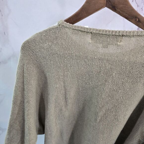 Vintage Sweater Womens Large 80s 90s Batwing Lace Leather Leopard Gold Metallic - Picture 6 of 11